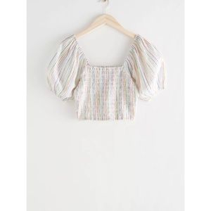 Metallic Striped Smocked Top